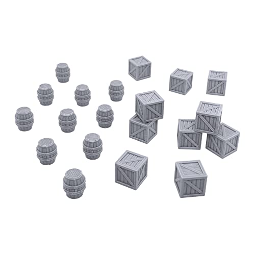 Crates and Barrels DND Terrain Compatible with Dungeons and Dragons, Warhammer 40k, 28mm Miniature Wargaming, Tabletop RPGs, Wargame Scenery