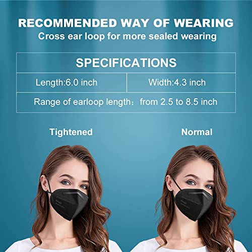 CHGD Kn95 Face Mask Black,5 Layer Cup Dust Safety Masks Men & Women Universal,Breathable, Comfortableable,Home and Outdoor Wearing (Black-60pcs)