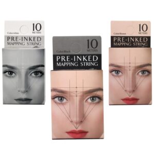 3 Packs Pre Inked String Microblading Premium Eyebrow Mapping Strings for Eyebrow Design (Black Color)