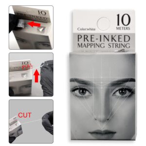 3 Packs Pre Inked String Microblading Premium Eyebrow Mapping Strings for Eyebrow Design (Black Color)