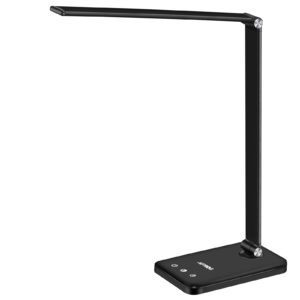 AFROG Multifunctional LED Desk Lamp with USB Charging Port, 5 Lighting Modes,5 Brightness Levels, Sensitive Control, 30/60 min Auto Timer, Eye-Caring Office Lamp，8W，5000K