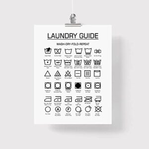 laundry wash symbols print wall art laundry symbols guide sign art farmhouse wood laundry room decor wall art frame not included (8x10inches)