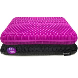 gel seat cushion, office seat cushion chair pads for office home car wheelchair long trips - extra thick gel cushion for pressure sores, tailbone, back, sciatica pain relief (extra thick, violet)
