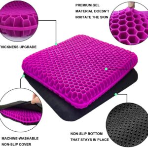 Gel Seat Cushion, Office Seat Cushion Chair Pads for Office Home Car Wheelchair Long Trips - Extra Thick Gel Cushion for Pressure Sores, Tailbone, Back, Sciatica Pain Relief (Extra Thick, Violet)