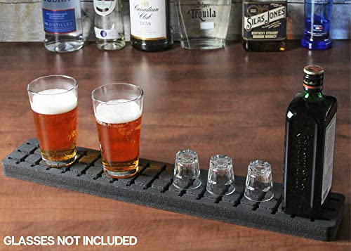 Polar Whale Bar Mat Durable Black Foam Modern Drip Spill Tray for Bar Home Kitchen Club Party Serving Rack Cocktail Professional Drink Mixing Bartender Service Non-Slip Non-Scratch 24 x 4.25 Inches