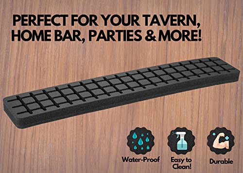 Polar Whale Bar Mat Durable Black Foam Modern Drip Spill Tray for Bar Home Kitchen Club Party Serving Rack Cocktail Professional Drink Mixing Bartender Service Non-Slip Non-Scratch 24 x 4.25 Inches