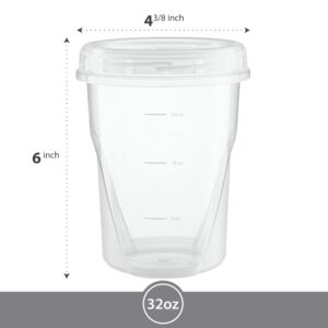 Elegant Disposables (32 Ounce 10 Pack) Clear Twist cap Containers With Screw on Lids Twist Top Food Storage Freezer Containers