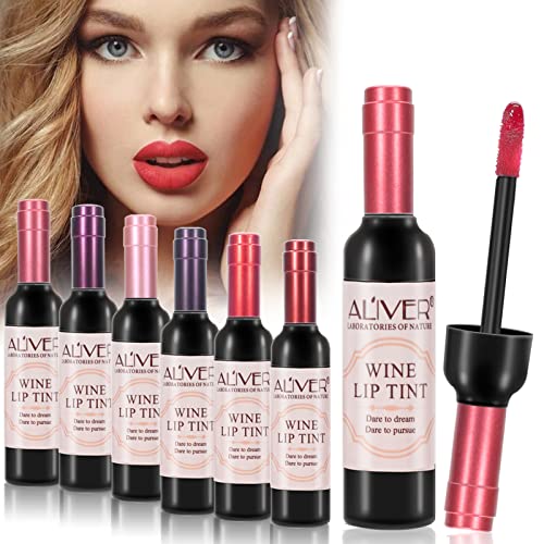 Wine Lip Tint 6 Colors, Lip Stain Set Long Lasting Liquid Lipstick, Waterproof and Moiturizing Matte Lip Gloss Set for Women Makeup - 6 Colors