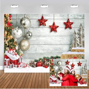 chaiya 8x6ft christmas backdrop white wood floor photography backdrop winter snow christmas balls xmas tree gift family party photo background new year party decoration cy194