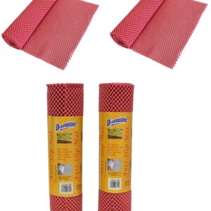 2 Pack Red Anti-Slip Mat Rug Non Skid - Shelf and Drawer Liner Trim to Fit 12 inch x 60 inch Each Roll