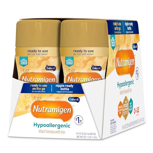 Enfamil Nutramigen Infant Formula, Hypoallergenic and Lactose Free Formula, Fast Relief from Severe Crying and Colic, DHA for Brain Support, 6 Liquid Bottles, 8 Fl Oz