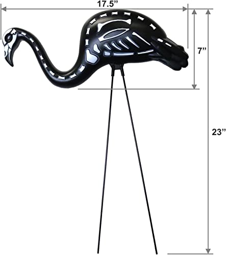 GiftExpress 4 PCS Halloween Black Flamingo Skeleton, Zombie Flamingos, Skull Flamingo with Stakes for Halloween Lawn Ornaments, Spooky Graveyard Decorations (4)