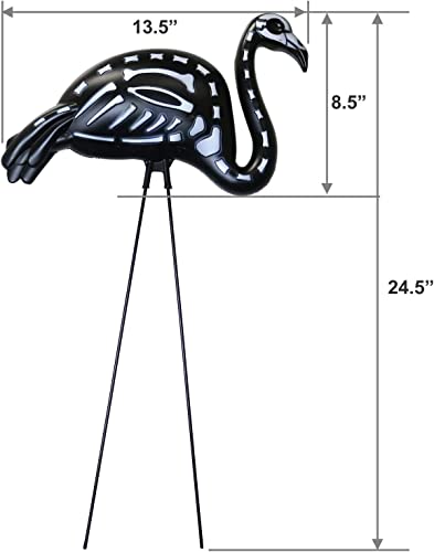 GiftExpress 4 PCS Halloween Black Flamingo Skeleton, Zombie Flamingos, Skull Flamingo with Stakes for Halloween Lawn Ornaments, Spooky Graveyard Decorations (4)