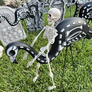 GiftExpress 4 PCS Halloween Black Flamingo Skeleton, Zombie Flamingos, Skull Flamingo with Stakes for Halloween Lawn Ornaments, Spooky Graveyard Decorations (4)