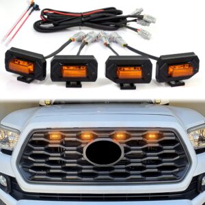 upgraded seven sparta grill led lights 4 pcs compatible with toyota tacoma 2020-2023 oem of off road & sport/aftermarket replacement grille light two fuse for car