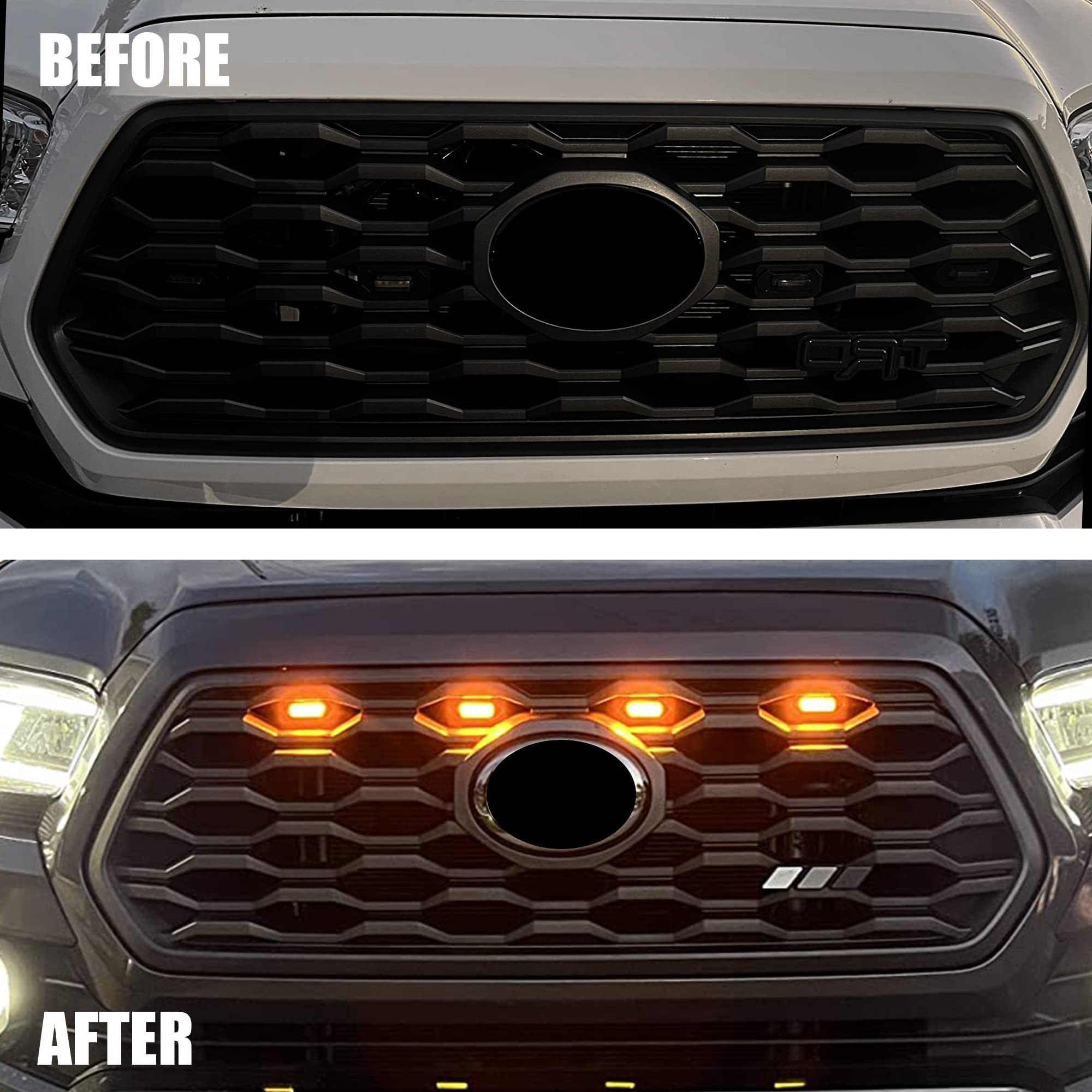 Upgraded Seven Sparta Grill LED Lights 4 PCS Compatible with Toyota Tacoma 2020-2023 OEM of Off Road & Sport/Aftermarket Replacement Grille Light Two Fuse for Car