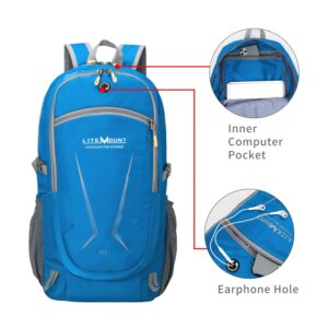 LITEMOUNT Lightweight Packable Backpack, Hiking Backpack, Outdoor Travel Daypack (Blue)