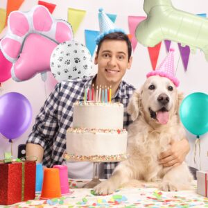 164 Pcs Paw Printed Balloon Garland Kit, Dog Paw Balloons Colorful Latex Balloons with Dog Paw Bone Shaped Aluminum Foil Balloons for Boy Girl Birthday Party Decorations (Fresh Colors)