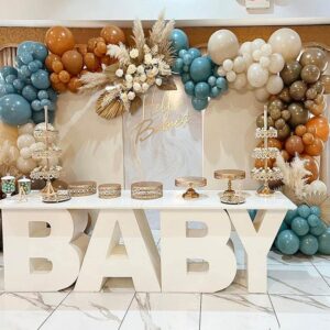 blue brown tan balloon garland kit dusty blue white sand dark brown coffee beige latex balloons boho balloon arch for neutral teddy bear baby shower birthday western party decoration