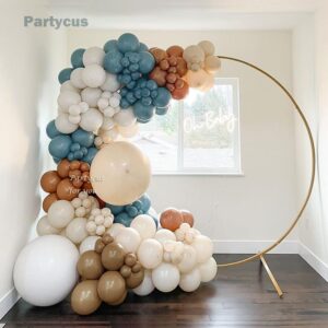 Blue Brown Tan Balloon Garland Kit Dusty Blue White Sand Dark Brown Coffee Beige Latex balloons Boho Balloon Arch for Neutral Teddy Bear Baby Shower Birthday Western Party Decoration