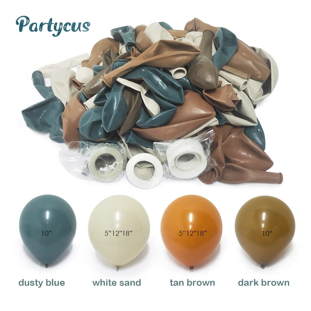 Blue Brown Tan Balloon Garland Kit Dusty Blue White Sand Dark Brown Coffee Beige Latex balloons Boho Balloon Arch for Neutral Teddy Bear Baby Shower Birthday Western Party Decoration