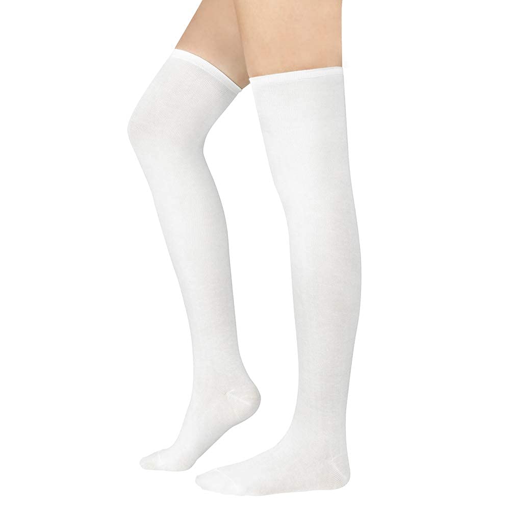 Womens Athletic Socks Thigh High Socks Running Outdoor Sports Socks Casual Long Stockings 1 Pack Pure White