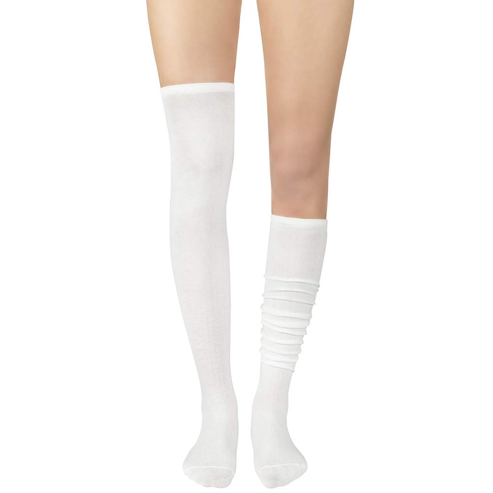 Womens Athletic Socks Thigh High Socks Running Outdoor Sports Socks Casual Long Stockings 1 Pack Pure White