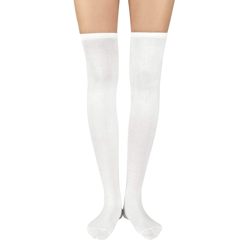 Womens Athletic Socks Thigh High Socks Running Outdoor Sports Socks Casual Long Stockings 1 Pack Pure White