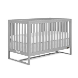 dream on me arlo 5-in-1 convertible crib in pebble grey, jpma certified, 3 mattress height settings, non-toxic finish, made of sustainable and sturdy pinewood