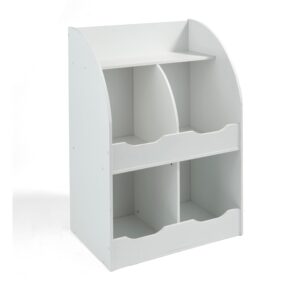 badger basket four bin kids bookshelf and toy storage organizer - white