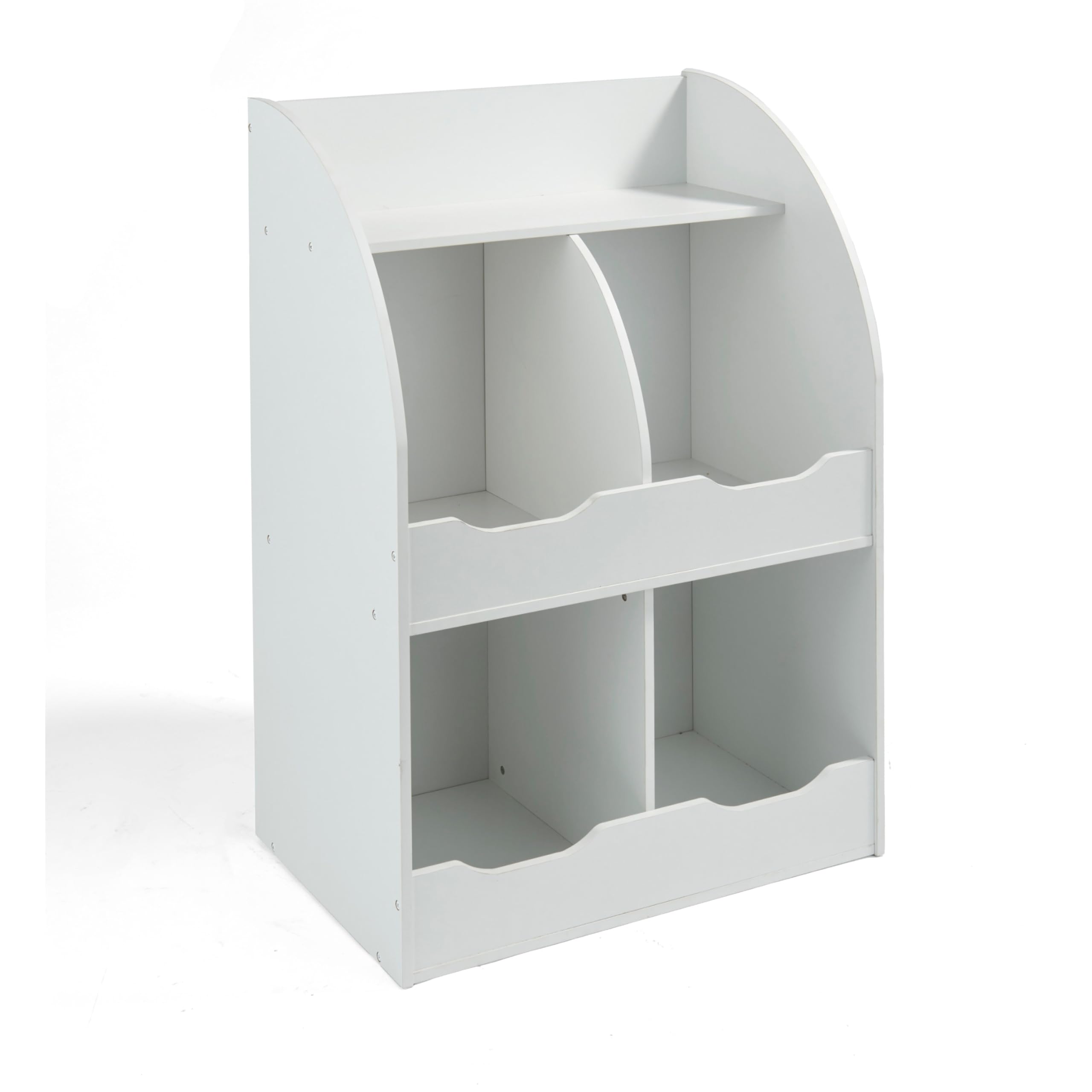 Badger Basket Four Bin Kids Bookshelf and Toy Storage Organizer - White