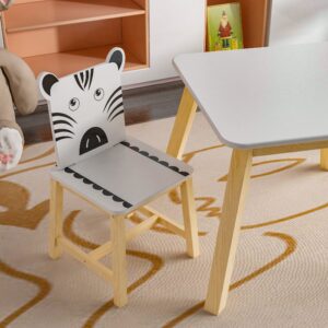 Swellsuite Wood Kids Dining Table and 4 Chairs Set is The Perfect Size for Children to Eat, Read Books, Color, Do Arts and Crafts, and Play Board Games, White/Espresso/White-A.