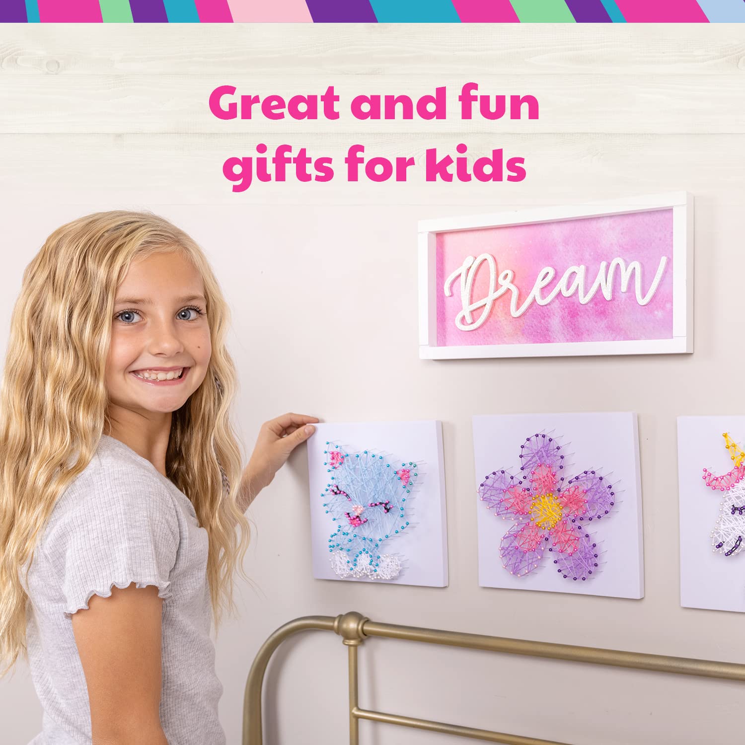 Hapinest String Art Craft Kit Gifts for Tween Girls Ages 10 11 12 Years Old and Up | Makes 3 Designs - Unicorn, Cat, and Flower