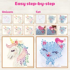 Hapinest String Art Craft Kit Gifts for Tween Girls Ages 10 11 12 Years Old and Up | Makes 3 Designs - Unicorn, Cat, and Flower