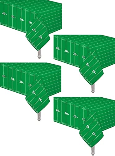 4 Pack Football Touchdown Table Cover Includes 1 Touchdown Banner Games, Playoffs, Birthdays, Tailgate, Baby Shower, Football Theme Party Supplies