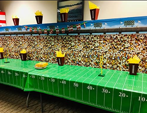 4 Pack Football Touchdown Table Cover Includes 1 Touchdown Banner Games, Playoffs, Birthdays, Tailgate, Baby Shower, Football Theme Party Supplies