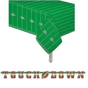 4 Pack Football Touchdown Table Cover Includes 1 Touchdown Banner Games, Playoffs, Birthdays, Tailgate, Baby Shower, Football Theme Party Supplies