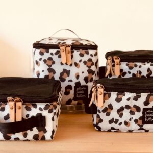 Petunia Pickle Bottom Inter-Mix 4-Piece Packing Cube Set| Portable Organization for Baby Essentials | Perfect Baby Caddy to Keep Everything Organized in Diaper Bag, Stroller or Nursery – Moon Leopard