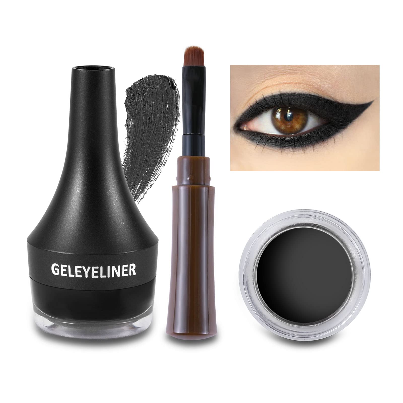 Boobeen Waterproof Gel Eyeliner Smudge-proof Eye Liner Gel Makeup Set High Pigment Easy to Apply Long-lasting For All Day