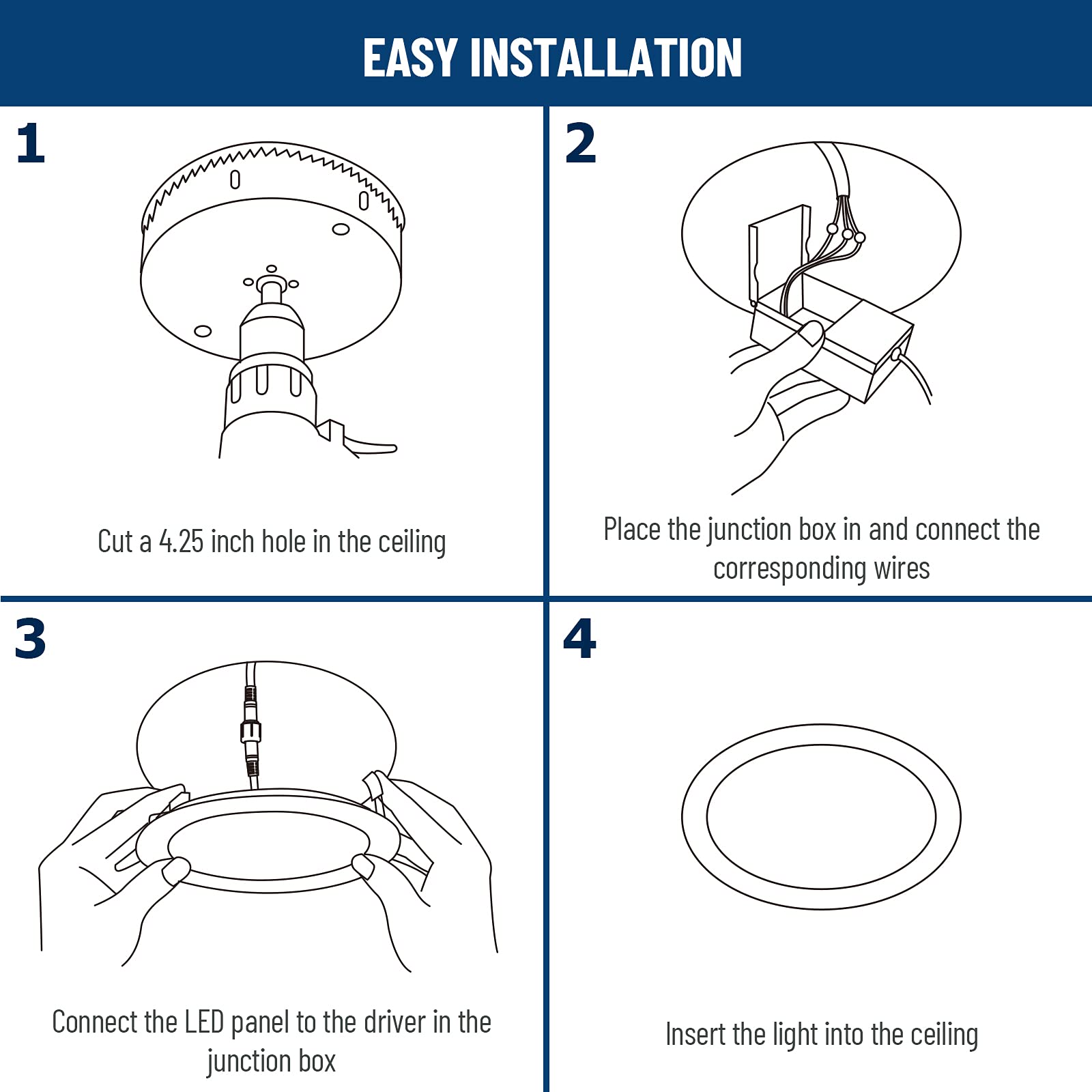 POWERASIA 2 Pack Recessed Lighting 4 Inch with Junction Box, 2700K/3000K/4000K/5000K/6000K Dimmable Flush Mount Ceiling Light, 9W 700lm Canless Recessed Lighting-ETL and Energy Star Certified