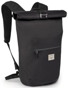 osprey arcane roll top 25l waterproof laptop backpack, stonewash black