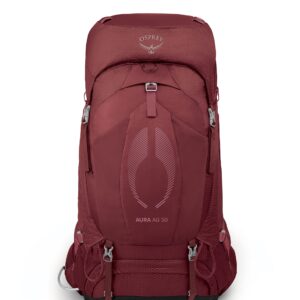 Osprey Aura AG 50L Women's Backpacking Backpack, Berry Sorbet Red, WM/L