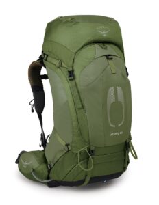 osprey atmos ag 50l men's backpacking backpack, mythical green, l/xl