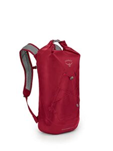 osprey transporter 18l roll top waterproof laptop backpack, poinsettia red