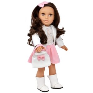 gift boutique 18 inch girl doll, fashion doll with fine brown hair for styling clothes shoes and accessories princess doll for girls and kids