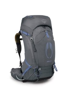 osprey aura ag 50l women's backpacking backpack, tungsten grey, wxs/s