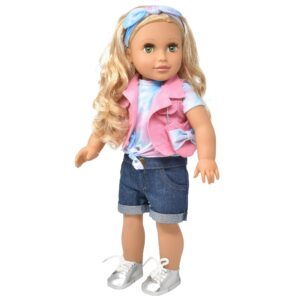gift boutique 18 inch girl doll, fashion doll with fine blond hair for styling clothes shoes and accessories princess doll for girls and kids