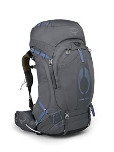 osprey aura ag 65l women's backpacking backpack, tungsten grey, medium/large