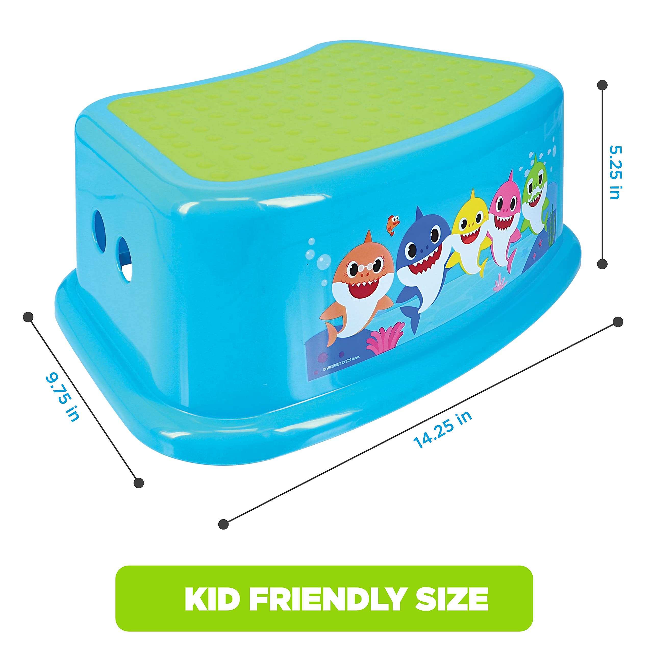 PinkFong Baby Shark Bathroom Step Stool for Kids Using The Toilet and Sink - Kids Step Stool, Potty Training, Non-Slip, Bathroom, Kitchen, Lightweight