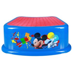 disney mickey mouse clubhouse capers bathroom step stool for kids using the toilet and sink - kids step stool, potty training, non-slip, bathroom, kitchen, lightweight
